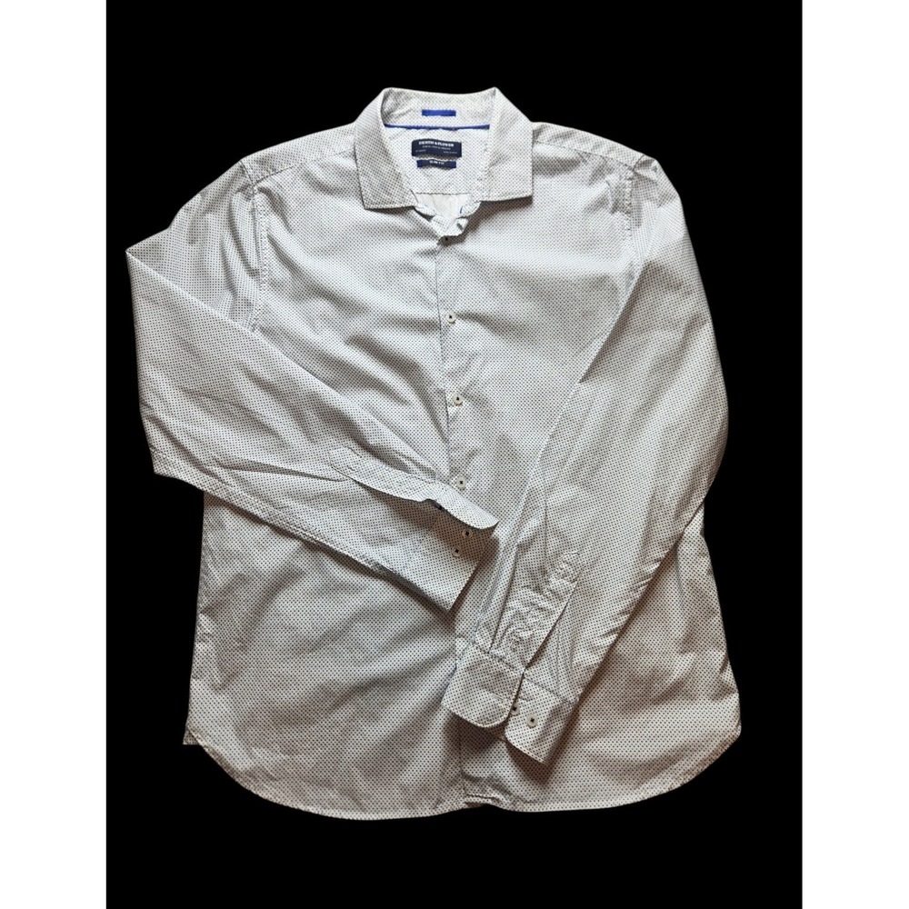 Denim & Flower Slim Fit XL Non-Iron 100% Cotton Polka Dot Dress Shirt